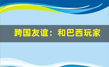 跨国友谊：和巴西玩家在私服组队打 BOSS，用翻译器交流战术